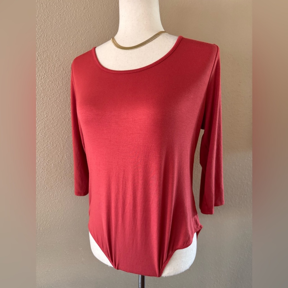 Dark red rust bodysuit 3/4 sleeves - Picture 8 of 9